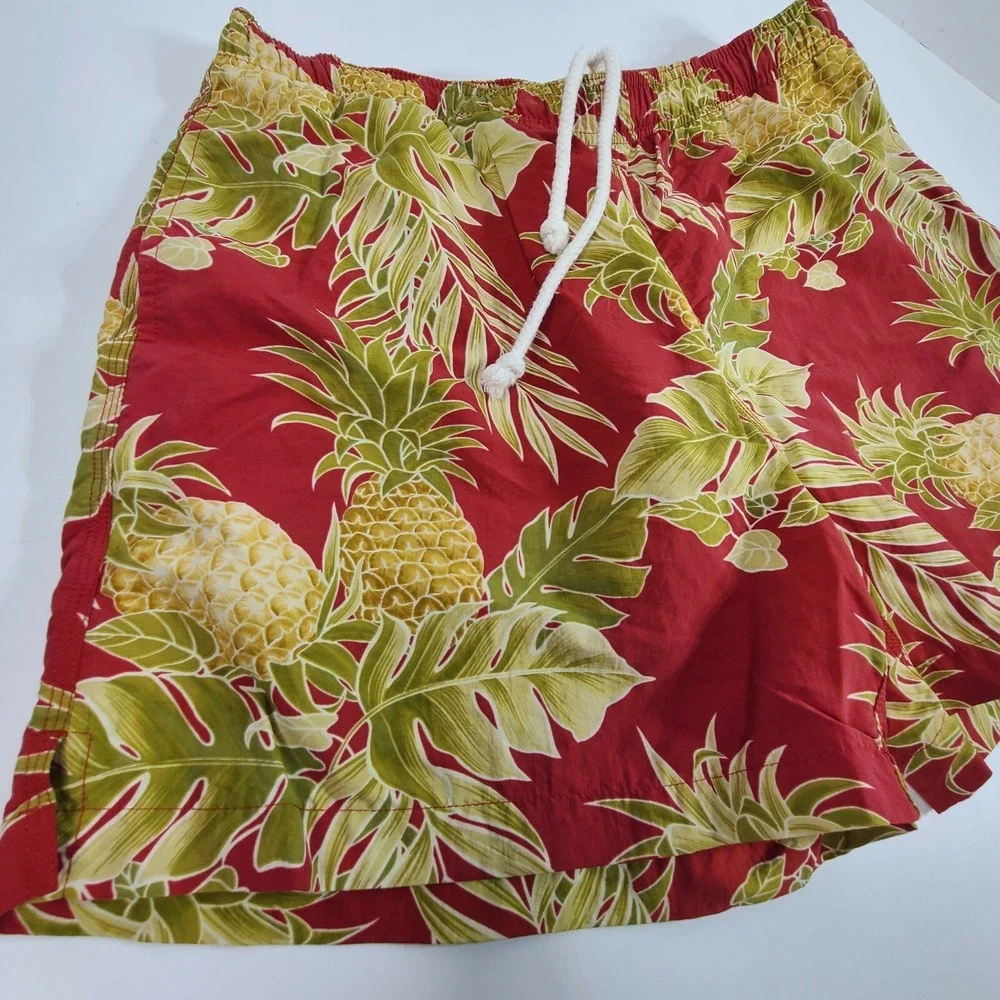 Tommy Bahama Relax Mens Med Mesh line Swim Trunks Hawaiian Red Pineapples palm